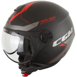 Motorradhelm Jet CGM 107X FLORENZ Tech Schwarz Rot Opak Geformtes Visier