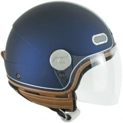 Motorradhelm Jet CGM GLOBO Vintage Blau Silber Satin Langes Visier
