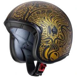 Motorradhelm Jet Custom Caberg FREERIDE MAORI Matt Schwarz Gold
