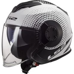 Motorradhelm Jet Doppel Visier Ls2 OF570 VERSO Spin Weiß Schwarz