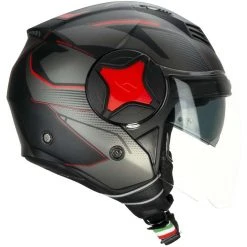 Motorradhelm Jet Doppelvisier CGM 129A ILLI Sport Matt Schwarz Rot