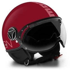 Motorradhelm Jet Doppelvisier Momo Design FGTR Evo Glossy Red Aufkleber Pink Soft