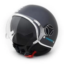 Motorradhelm Jet Doppelvisier Momo Design FGTR Evo New Graphene 2019 Aufkleber Silber