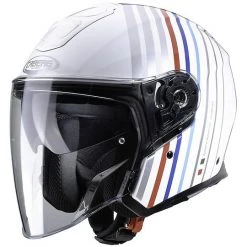 Motorradhelm Jet In Caberg Fiber FLYON BAKARI Weiß Silber Bmw Farben