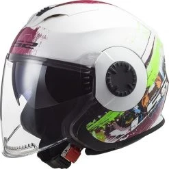 Motorradhelm Jet Ls2 OF570 VERSO Frühling Weiß Rosa