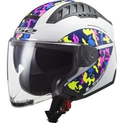 Motorradhelm Jet Ls2 OF600 COPTER Crispy White Yellow Fluo