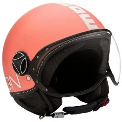 Motorradhelm Jet Momo Design FGTR Fighter CLASSIC Coral Mattweiß Aufkleber