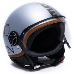Motorradhelm Jet Momo Design FGTR Fighter HERITAGE Graues Aluminium