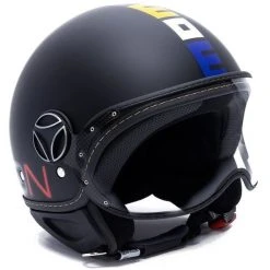 Motorradhelm Jet Momo Design FGTR Kämpfer CLASSIC Matt Black Decal Multicolor