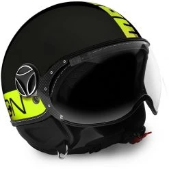 Motorradhelm Jet Momo Design Kämpfer FGTR FLUO Matt Schwarz Fluo Gelb