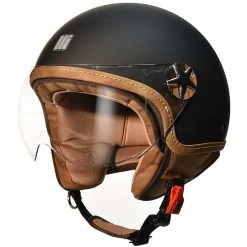 Motorradhelm Jet Motocubo ANT Matt Schwarz Hubschraubervisier