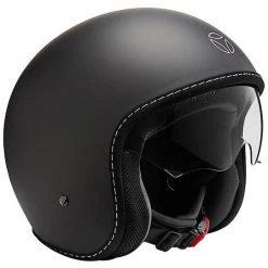 Motorradhelm Vintage Jet Momo Design EAGLE PURE Mono Matt Schwarz Abziehbild Silber