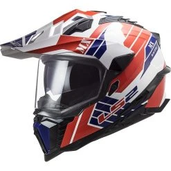 Offroad Touring Motorradhelm In HPCF Ls2 MX701 Explorer ATLANTIS Weiß Rot Blau