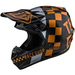 Troy Lee Designs SE4 Polyacrylit CHECKER Cross Enduro Motorradhelm Schwarz Gold