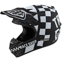 Troy Lee Designs SE4 Polyacrylit CHECKER Cross Enduro Motorradhelm Schwarz Weiß