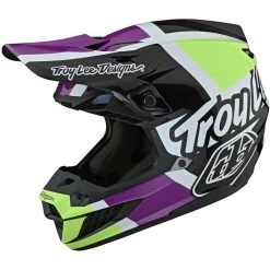 Troy Lee Designs SE5 Cross Enduro Motorradhelm In FOUR White GLO Green Fiber
