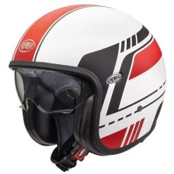 Vintage Jet Motorradhelm In Premier Fiber VINTAGE EVO BL8 BM Weiß Rot Matt