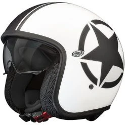 Vintage Jet Motorradhelm In Premier Fiber VINTAGE EVO Stern 8 BM Weiß Matt Schwarz