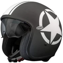 Vintage Jet Motorradhelm In Premier Fiber VINTAGE EVO Stern 9 BM Schwarz Matt Weiß