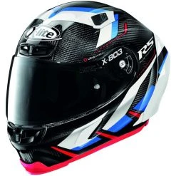 Vollcarbon Motorradhelm X-Lite X-803 RS Ultra Carbon MOTORMASTER 055 Weiß Blau Rot