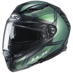 Vollgesichts-Motorradhelm Aus Faser HJC F70 DEVER MC4SF Schwarz Grün Matt