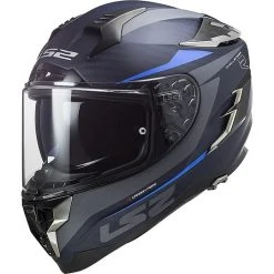 Vollvisier-Motorradhelm Aus Touring Carbon Ls2 FF327 CHALLENGER C Drone Carbon Blau Opak